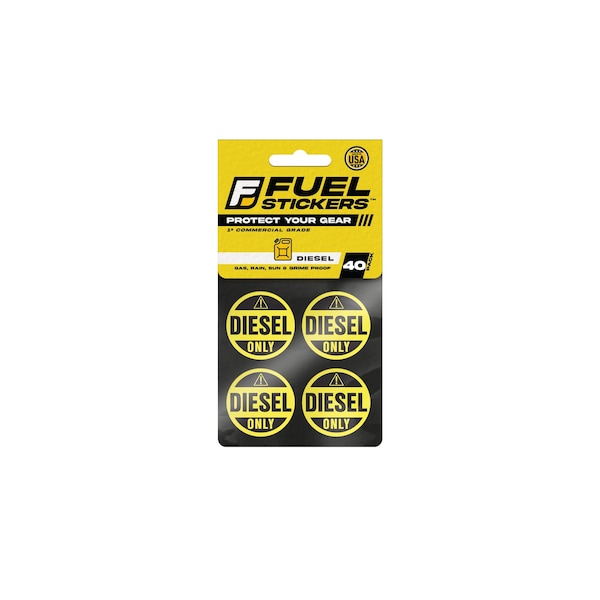 Diesel Sticker, Fuel Tanks & Outdoor Power Equipment - Heavy-Duty, Extreme Stick, 1in Dia, 40PK